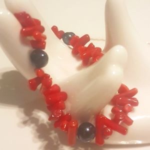 🧜‍♀️ Black Pearl & Coral Branch Nracelet